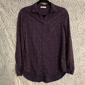 Navy button down with hearts by beachlunchlounge